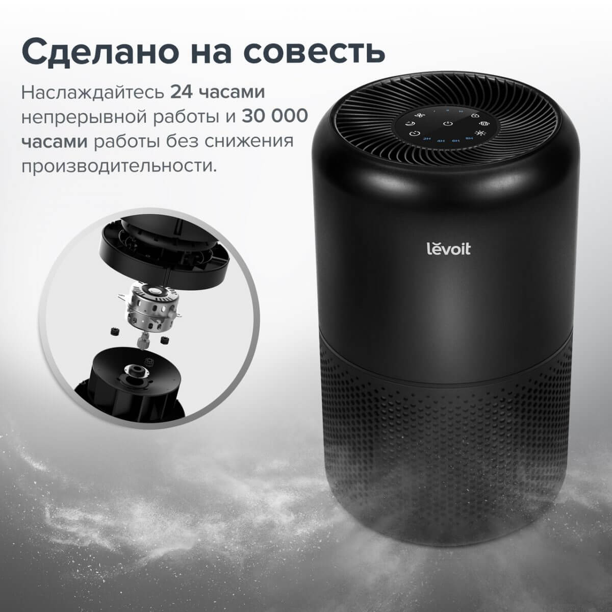 Очищувач повітря levoit CORE 300 Black, 40 м², 187 м³/год, справжній HEPA-фільтр 3 в 1, активоване вугілля, датчик стану фільтра, автоматичний режим, сенсорний екран панелі керування