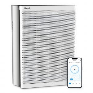 Очищувач повітря Levoit VeSync EverestAir Smart, 130 м², 612 м³/год, дистанційне керування - WI-FI, справжній HEPA-фільтр 3 в 1, активоване вугілля, датчик якості повітря, автоматичний режим, сенсорний екран панелі керування