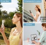 Ручний вентилятор JISULIFE Life8, 12-21 год автономності, 2000 мАг, Power Bank, LED ліхтарик, 2 швидкості, рожевий