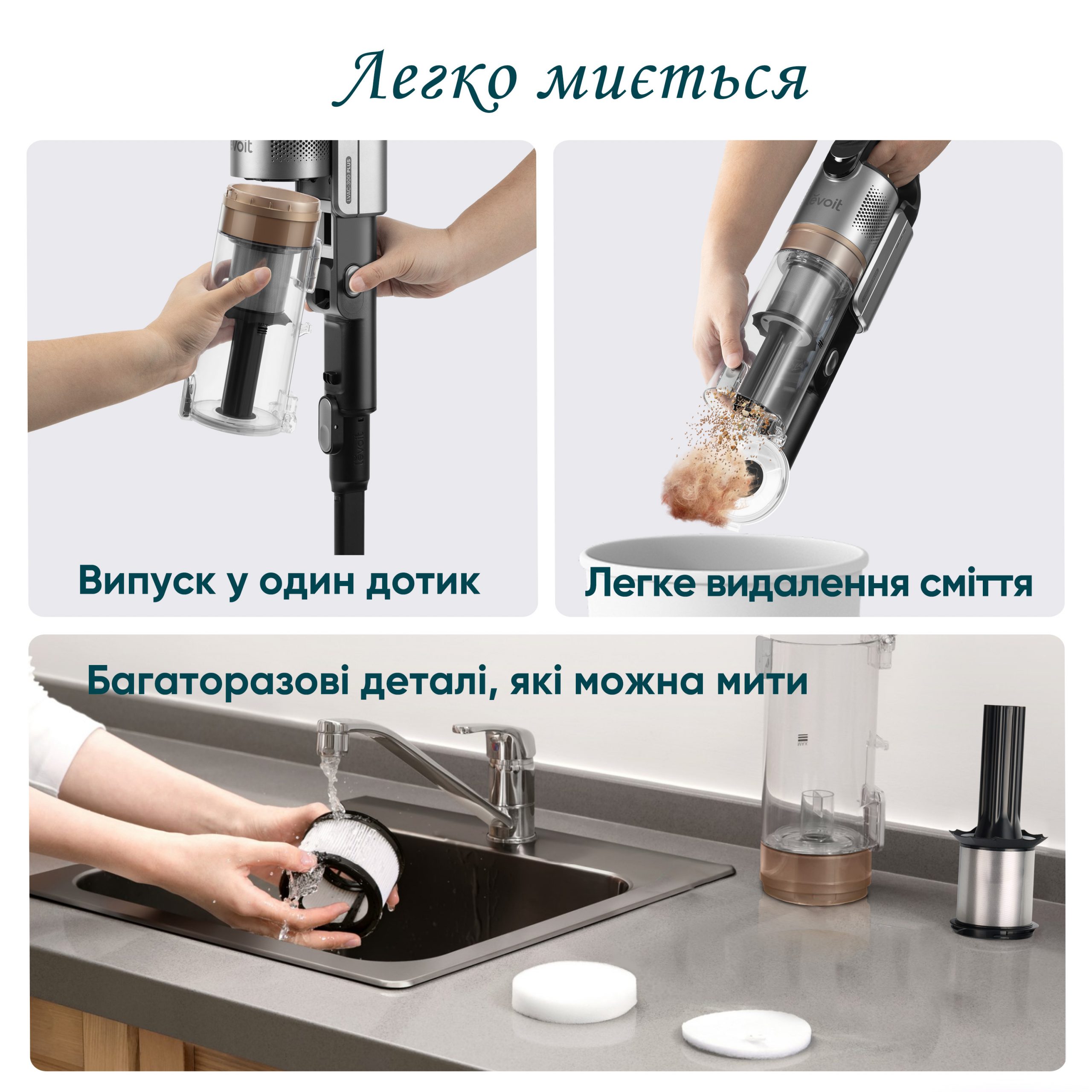 Бездротовий вертикальний пилосос Levoit 300 PLUS, час роботи 60 хв, 240 Вт, фільтрація 99,99%, 5-етапний HEPA-фільтр, пилозбірник