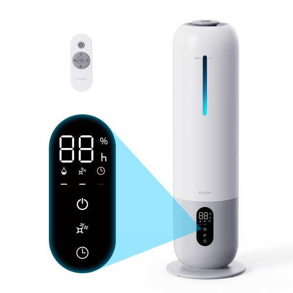 Зволожувач повітря Evoair Umio, УФ-лампа, індикатор вологості, розпилювач, ароматерапія, пульт дистанційного керування, білий