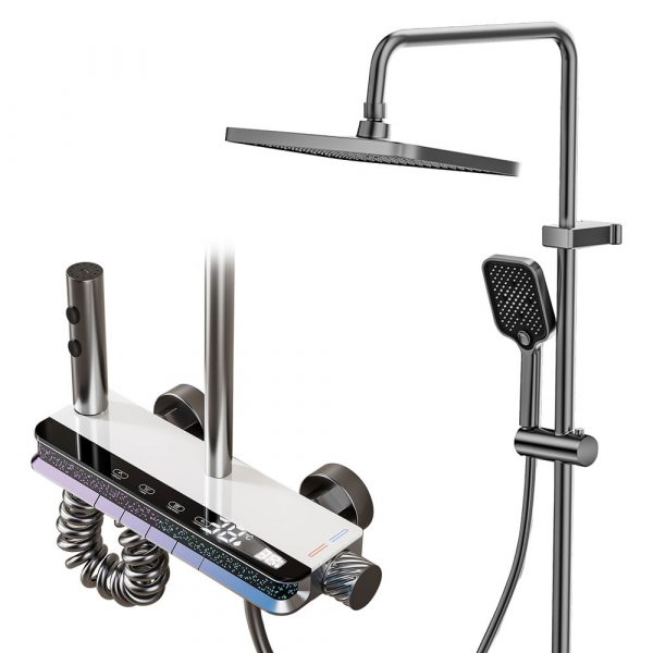 Розумний душовий комплект iHunt MZ130GR — LED-дисплей, цифрове керування, 4 режими потоку, регулювання температури, сенсорна панель