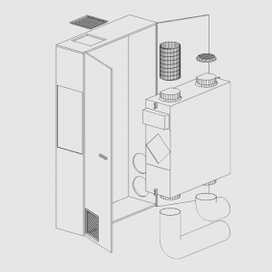 Припливно‑витяжна установка Helty Flow M800 Steel, 800 м³/год, ККД 80 %, 28–49 dB(A), для приміщень до 480 м²
