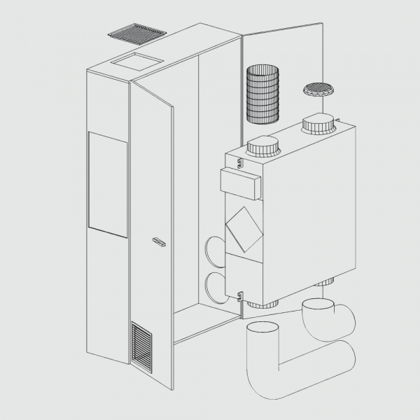 Припливно‑витяжна установка Helty Flow M800 Steel, 800 м³/год, ККД 80 %, 28–49 dB(A), для приміщень до 480 м²